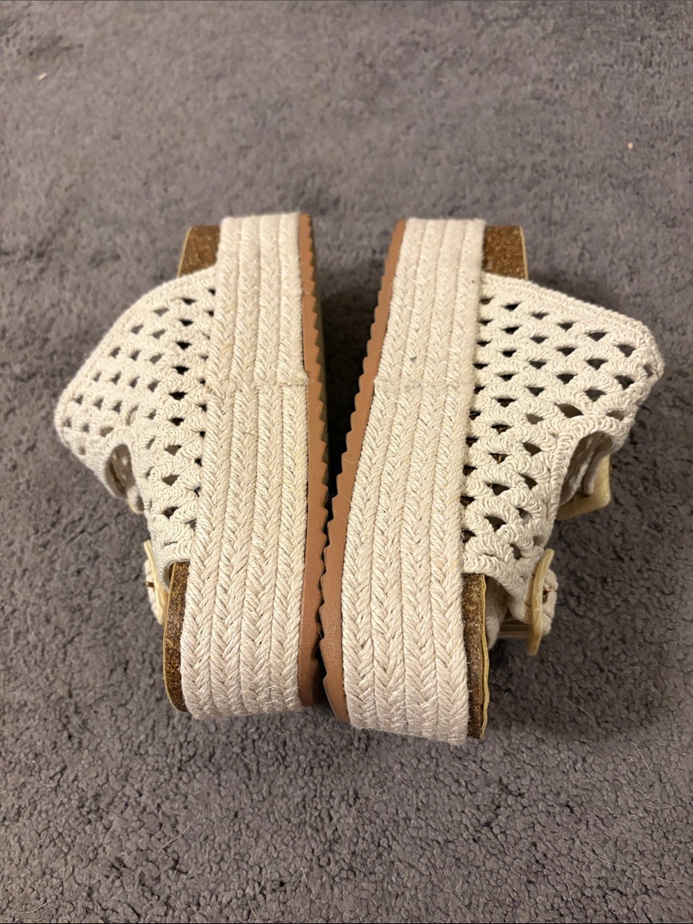 Women’s Crochet Buckle Platform Sandals in Cream - Picture 2 of 4
